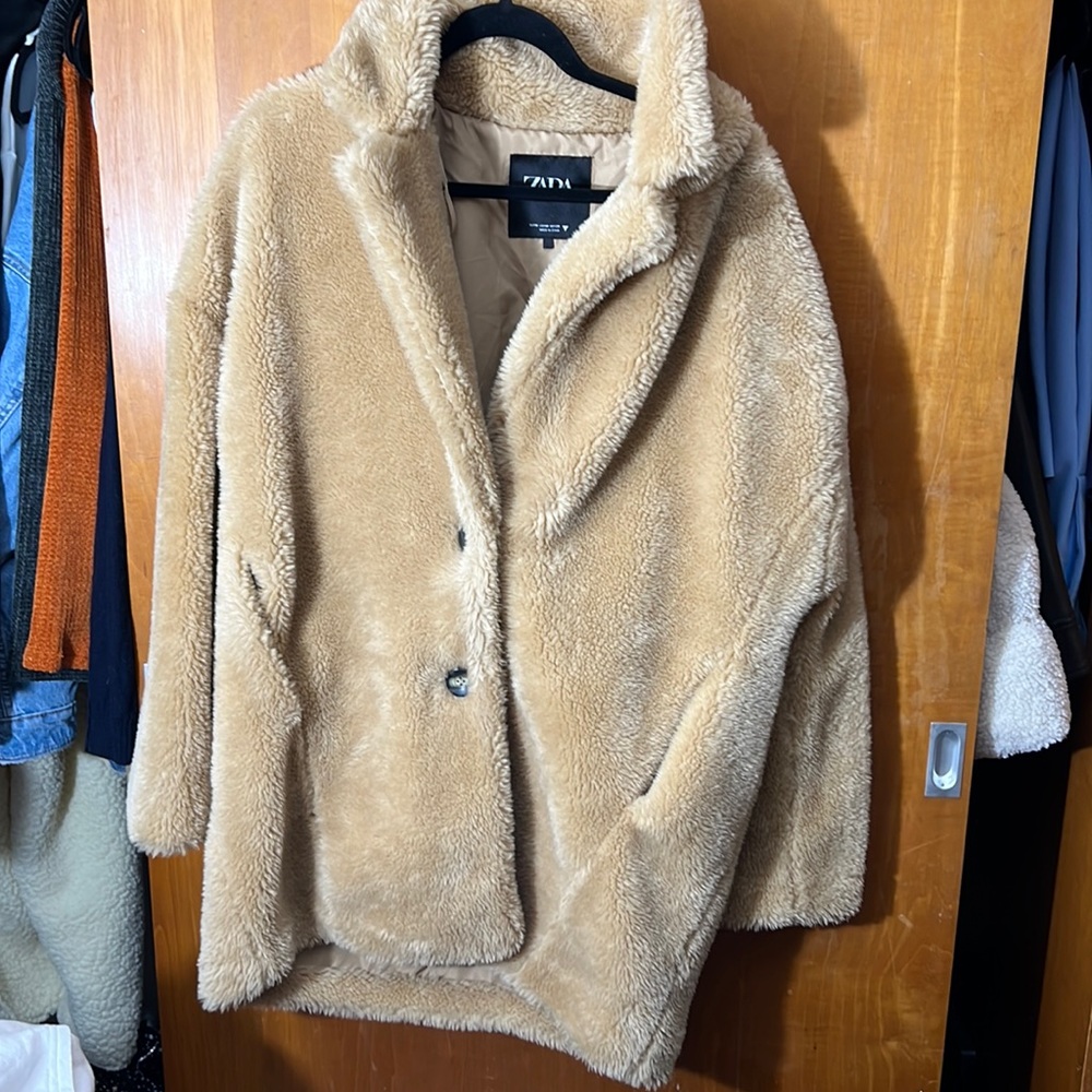 ZARA Cream Teddy Coat